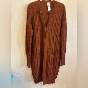 Kenlynn Alpaca Knit Brown Lightweight Long Cardigan One Size